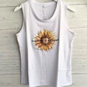 Sunshine in my Heart Sunflower Tank Top